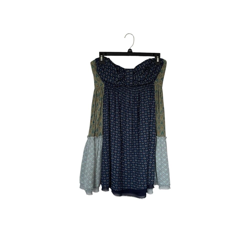 Free People "Across The Sea" Patchwork Strapless Tunic Mini Dress Indie Size M - Picture 9 of 10